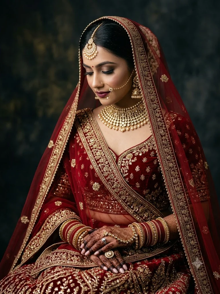 Sample AI-generated bridal portrait in a luxury magazine layout