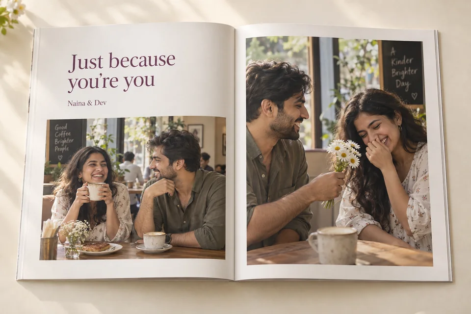 Sample AI-generated photo book of an expecting mother at her baby shower with family wishes and bump photos