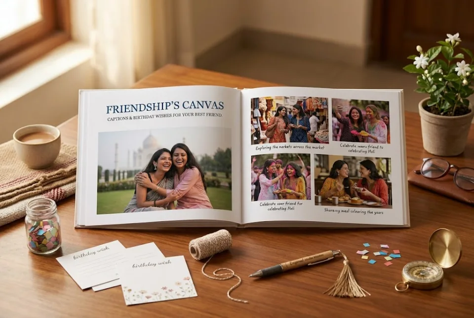 Best friend birthday memory book with candid photographs