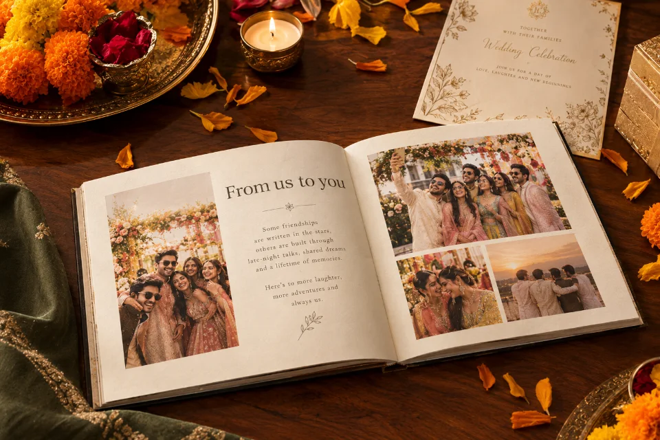 Sample image of two best friends laughing together at a wedding celebration