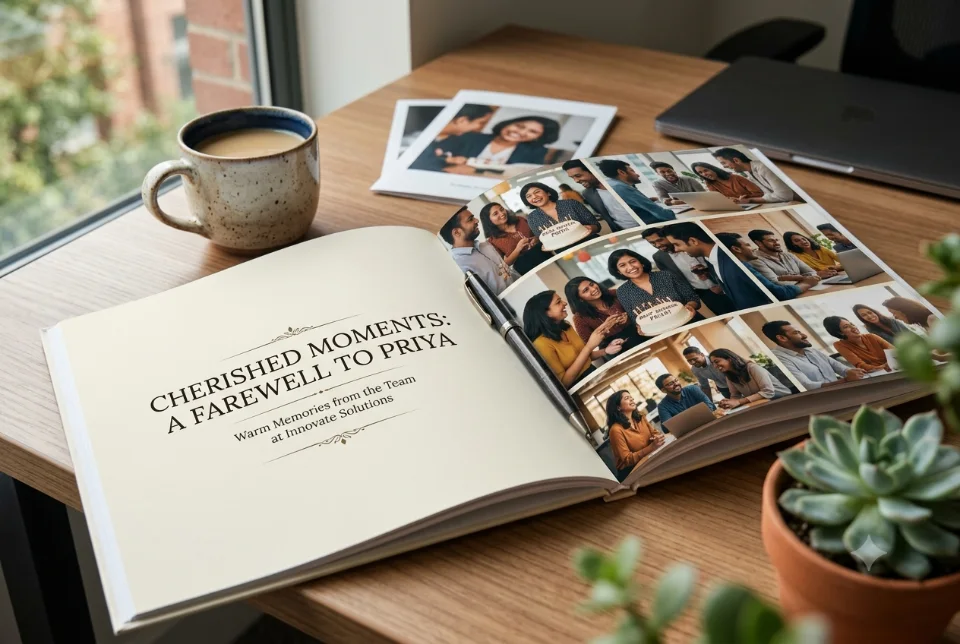 Farewell photo book with team photographs