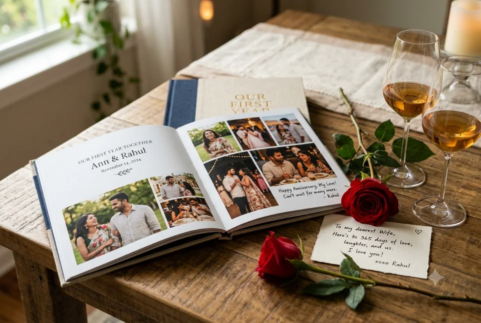 First anniversary photo book with couple photographs