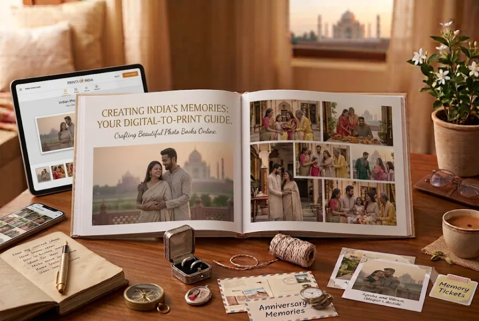 Open memory book showing printed pages