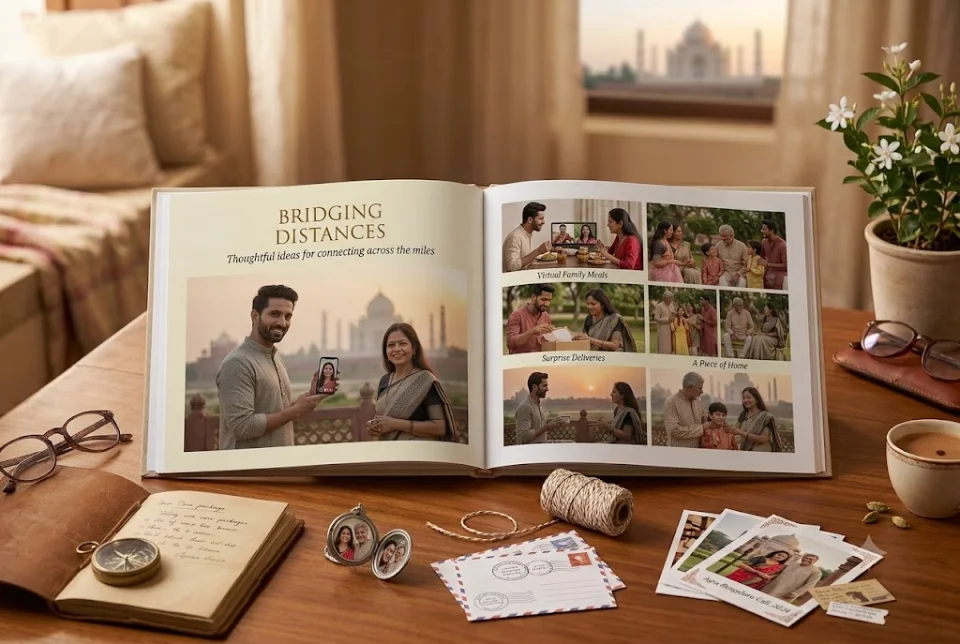 Memory book with boarding passes and photographs for a long distance couple